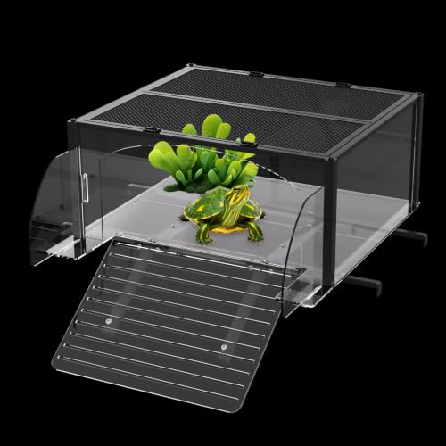 XXL Schildkröten-Plattform für Wasserschildkröten, extra groß für 180 Gallonen Aquarium, passend für 58-73 cm breites Aquarium, Acryl-Schildkrötenaufsatz und Dock-Tank-Zubehör, rutschfeste Rampe und