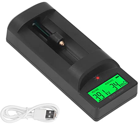 PeaceFair Litio Batteria Tensione Tensione LCD Visualizza il misuratore di resistenza interna incorporato per litio AA AAA alcalino Test della batteria della batteria di (Host + cavo di ricarica)