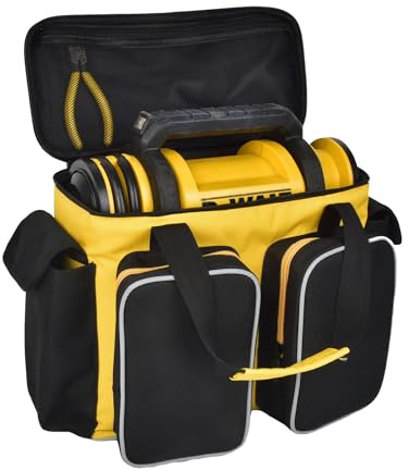 Carrying Bag for 20V MAX Tire Inflator DCC020IB, Air Compressor Storage with Four Pockets for Charging Kit, Spotted Reflective Stripes for Easily Found and Thickened Bottom(Bag Only)
