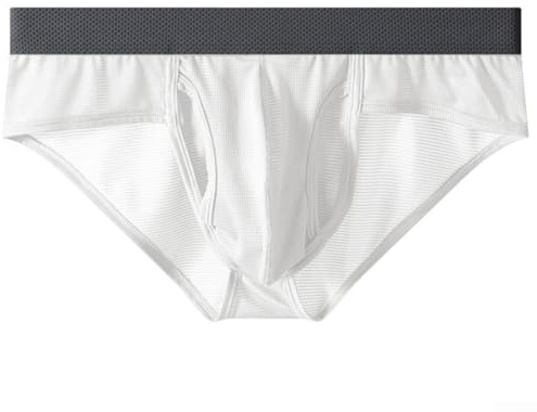 Slip da uomo con tasca frontale aperta in tessuto di seta ghiaccio traspirante con vita bassa e design separato in rete (2XL bianco)