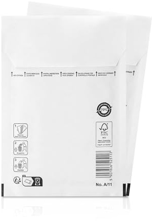 25 st Luftkuddekuvert Polsterkuvert Fraktpåsar Brevkuvert Luftkuddepåsar lämpliga för DIN A5, Fraktförpackning med självhäftande stängning A1 (120 x 175 mm) 11/A, Vit