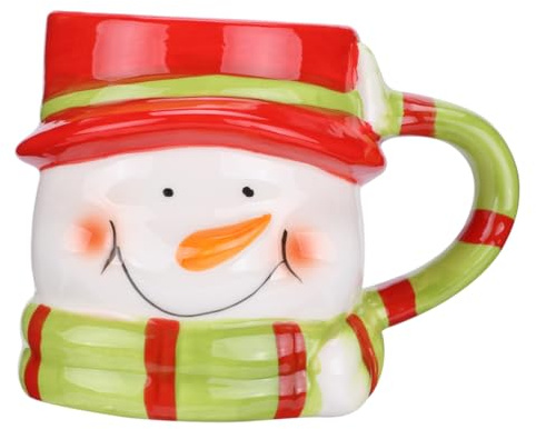 MOBUTOFU Tazza in Ceramica a Forma di Pupazzo di Neve Natalizio, Tazza da Latte e Caffè Creativa, 1 Pezzo per Uso Domestico, Ufficio e Bar, Design Colorato e Resistente per Bevande Calde