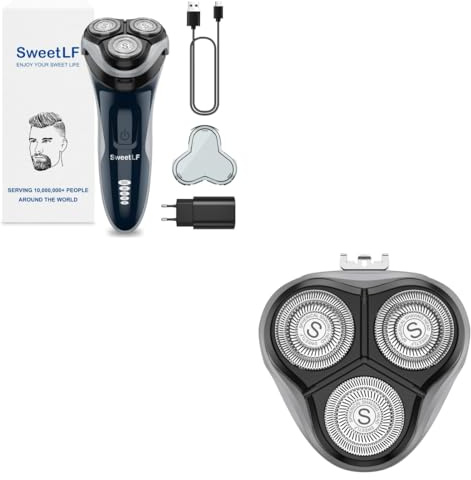 SweetLF Rasierer Herren Elektrisch mit Präzisionstrimmer Bartschneider Nass + Ersatzkopf für Elektrorasierer
