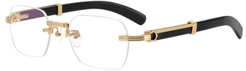 KOOSUFA Mode Randlose Anti Blaulicht Lesebrille Herren Damen Business-Stil Rahmenlose Metall+PC Bügel Lesebrillen Lesehilfe Arbeitsplatzbrille 0.0 1.0 1.5 2.0 2.5 3.0 3.5 4.0