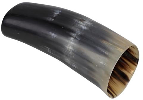 SHINEOFI Boccale Vichingo in Corno di Bue Naturale Laccato da 800 Ml – Tazza da Bere Vichinga per Idromele e Birra – Accessorio Bar Medievale per Cosplay e Feste a Tema Storico