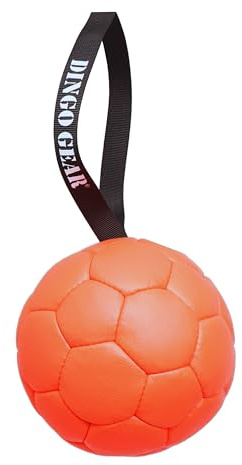 Dingo Gear Ball mit Schlaufe gefüllt vollball aus Eco Leder Durchmesser von 18 cm Hundespielzeug Trainings Ball Hundetraining Spaß für Hund Orange S02698