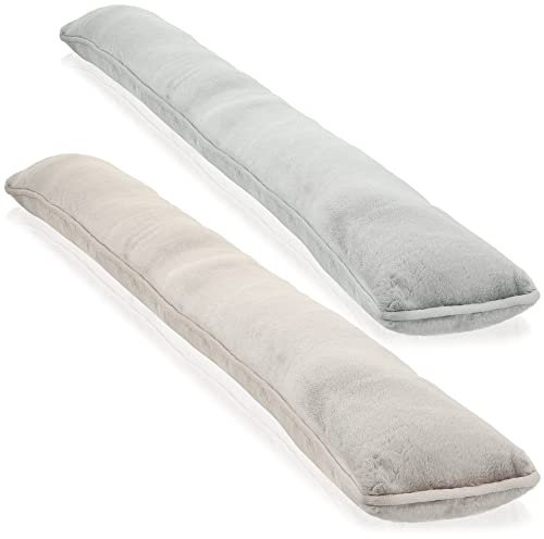 COM-FOUR® 2x dragstopp för dörrar och fönster - vindstopp i mikrofiber - spara energi med dragstopp - 1 kg dörrstopp (02 stycken - taupe/grå)