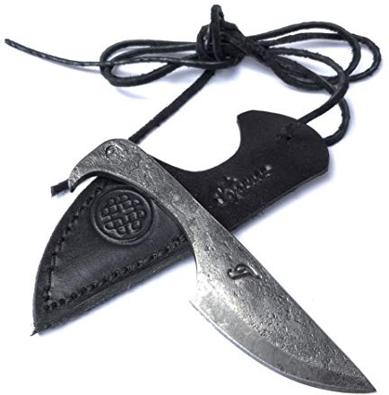 TOFERNER Coltello forgiato a mano, acciaio per molle 14260, fodero in vera pelle bovina cucito a mano