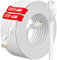 Ethernet Cable 40m, Cat 6 Long Network Cable 40m Flat White, Internet Cable High Speed 1000Mbps 250MHz, RJ45 LAN Cable Outdoor Indoor Waterproof Gigabit Patch Cord for Router Switch Modem (40 Clips)