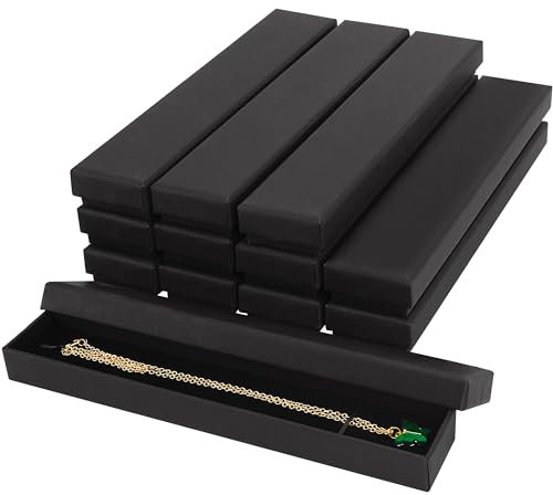 Kurtzy Scatola Regalo con Coperchio con Inserti Schiuma (12pz) - Scatola Nera Regalo 21 x 4 x 2 cm - Scatole Cartone Regalo, Scatole per Bomboniere e Gioielli - Scatole Regalo con Coperchio