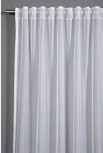Gardinia Vorhang mit verdeckten Schlaufen und Gardinenband, Lichtdurchlässig, Transparent, Gardine Voile Uni, Weiß, 140 x 245 cm