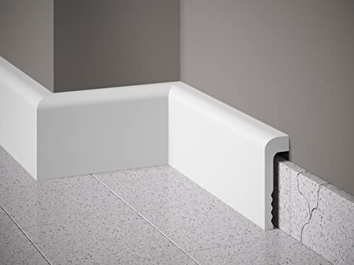 Mardom Decor | MD005P | Premium | abgerundete Fliesensockel Abdeckleiste mit satiniert matt weißer Oberfläche | 200 x 11,0 x 2,2 cm