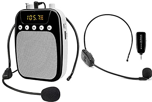 OYZY Amplificador de Voz con micrófono inalámbrico y Auriculares con micrófono con Cable, Altavoz de Voz de 10 W, Altavoz portátil con Bluetooth, Sistema de megafonía Recargable, Compatible con