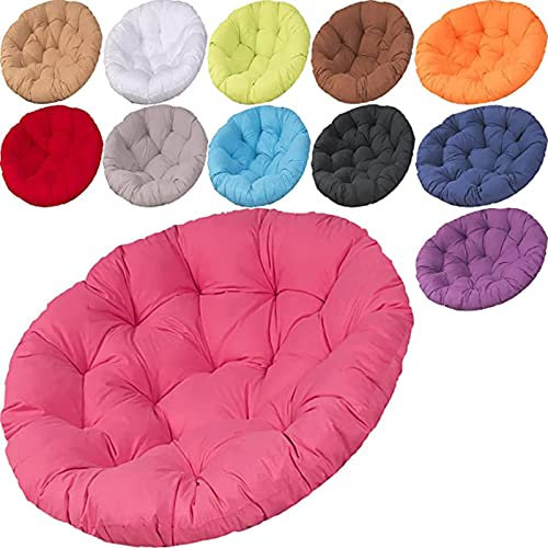 SRHWBF 48/50 inch Papasan Stuhl Kissen Verdicken Runder Ei Nest Stuhl Kissen Outdoor Hängende Eierstuhl Hängende Korb Stuhl Kissen 【Stuhl Nicht Inbegriffen】 (Rose 52 Inch)