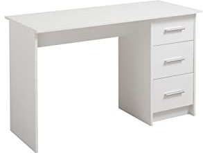 Mar.c.a. Design - Schreibtisch für Büro, Valencia mit mattweißer Oberfläche, Computertisch mit Griffen, Farbe Silber, Abmessungen 121 x 50 x 74 h