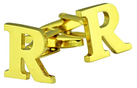 Wycian Manschettenknöpfe Herren Initialien, Manschettenknöpfe Herren Initialen Gold Anfängliches R Kupfer für Männer Vater Freund Tuxedo Shirt