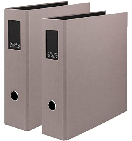 Rössler Papier 1317452499-2 - S.O.H.O Ordner DIN A4, 2 Stück, mit Hebelmechanik und Rückenschild, Rückenbreite 85 mm, Taupe, 285 x 85 x 320 mm
