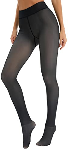 Famulily Womens Winter Warm Fleece Lined Tights Plus Size Thick Comfy Velvet Leggings Thermal Pantyhose Pants Black 300g