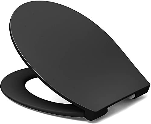 Saqu WC-Sitz mit Quickrelease und Softclose Schwarz - Toilettendeckel mit Absenkautomatik, Klodeckel Toilettensitz
