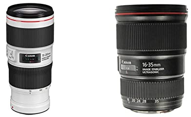 CANON Objectif EF 70-200mm f/4 L is USM II & 9518B005AA Zoomobjektiv EF 16-35mm F4L is USM Ultraweitwinkel für EOS (77mm Filtergewinde, Bildstabilisator), schwarz