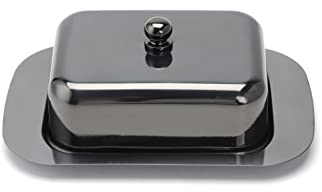 ECHTWERK Butterdose aus Edelstahl, hochwertige Butterschale, Butterbox mit Deckel, Butterglocke für Frühstück und Küche, 250 gr Butter Aufbewahrung, Black-Edition, 18,5x12,2x7,0 cm