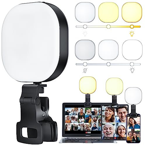 Eroshoo Mini Selfie Light, 2000mAh Rechargeable & Adjusted 5 Light Modes Ring Light for Phone, Clip-on Ring Light for Conference/Zoom Call/Live Stream/Makeup/Picture