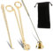 QeeHeng 3PCS Outils de Couverture de Bougie en Acier Inoxydable, Coupe-Bougie, Tondeuse de mèche et Dipper de mèche, Ensemble d’Outils d’Entretien de Bougie (Doré)