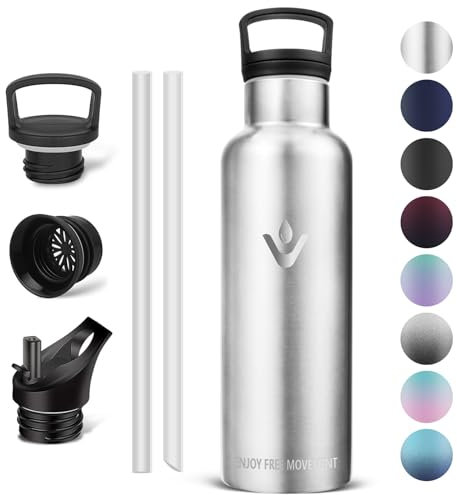 Vikaster Borraccia termica - Borraccia 500ml, Borraccia acciaio inox, Borracce Senza Perdite, Borraccia con Cannuccia, Borraccia Termiche Sportiva, Adulto, Scuola, Outdoor