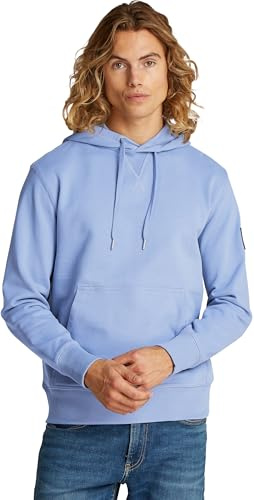 CK JEANS Herr BADGE HOODIE J30J323430, blå (Tempest), 3XL, Blå (Tempest), 3XL stor