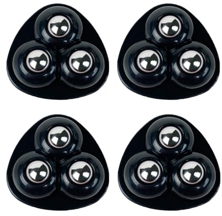 Lot de 4 mini roues pivotantes autocollantes triangulaires en métal pour appareils de cuisine, petits meubles, poubelles, boîte de rangement, noir