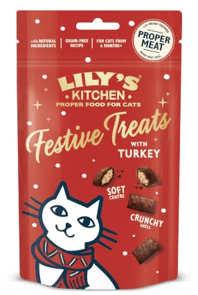 Lily's Kitchen Made with Natural Ingredients Christmas Turkey Pillow Treats for Adult Cats 10 x 60g