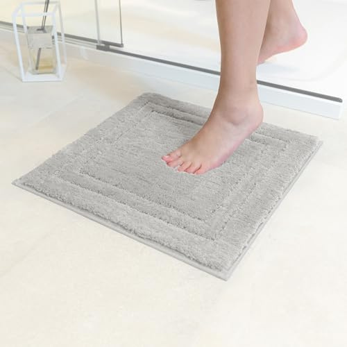Decomira Alfombra de Baño Antideslizante | Alfombrilla súper Absorbente y Lavable a máquina | para el baño, la Ducha, la bañera o como Alfombra WC | Gris - 45x45 cm