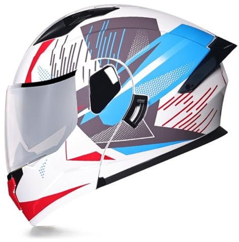 Motorradhelm Klapphelm Integralhelm DOT/ECE-Zugelassener Flip Vollvisierhelm Motocross Helm Mit Doppelvisier Modularer Helm Für Erwachsene Männer Und Frauen 12,XL:61-62CM