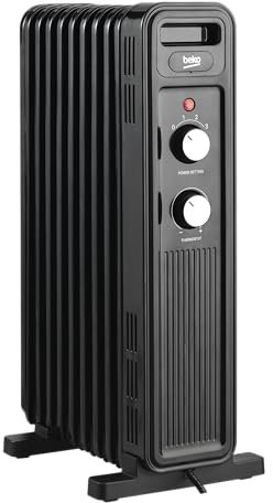 BEKO Radiatore ad olio RHO6320B, Potenza 2000W, 9 elementi riscaldanti, 3 impostazioni di potenza, protezione da surriscaldamento
