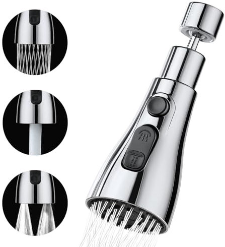 LuxeGlee Kitchen Tap Spray Head 720° Swivel Water Saving Faucet Attachment with 3 Spray Modes, M22 Faucet Aerator Extender