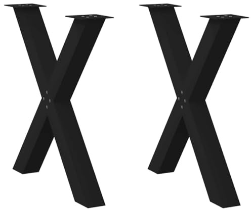 vidaXL Pieds de Table à Manger en Forme de X, 2 pièces, Noir, 80 x (72-73) cm, Acier