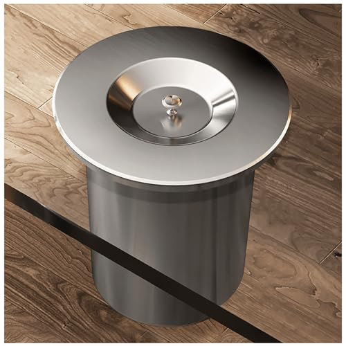 PUFAHAU Pattumiera da Incasso per bancone da Cucina, pattumiera in Acciaio Inox da 8 Litri, con Coperchio, con Scivolo per Il ripiano della Cucina, Occhiello per Il ripiano della