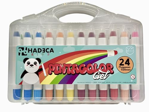 PINTACOLOR Ceras Blandas de Colores - Pinturas de Colores, 24 Crayones de Gel, Temperas solidas, Rotuladores infantiles, Pintura de cara, Color Intenso Sin Esfuerzo, Herramienta Creativa para Colorear