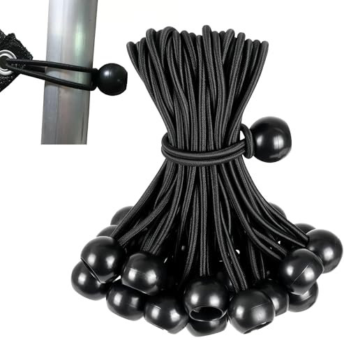 10 Pcs Bungee Ball,Bungee Cords With Balls,Ties Heavy Duty,Bungee Straps For Telescopic Flag Pole Camping Tent Tarpaulin Cargo And Banners Fixing(Black,15cm)
