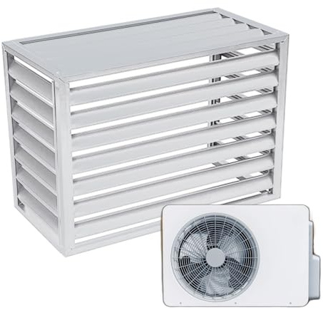 Unmjgybc air source heat pump cover outdoor condenser protective cover aluminum air conditioning cover aircon heatump cover outdoor air conditioning cover White Louver Top L120*W70*H150(5P)