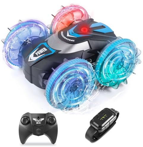 Carehabi Ferngesteuertes Auto mit LED RC Stunt Auto 360° Flips 4WD 15KM/H Offroad 2.4G Ferngesteuertes Auto Kinder für 3-12 Jahre Geburtstags Geschenke