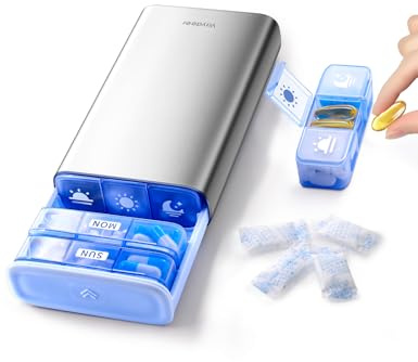 Vaydeer Pastillero Semanal 7 Días con 3 Compartimentos al Día – Caja de Pastillas Grande con Doble Protección y Sistema Anti-Humedad – Organizador de Pastillas BPA Free, Compacto y Portátil para Viaje