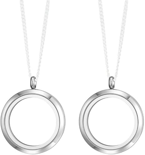 PYEUIFT Glasmedaillon aus Edelstahl mit Schraubverschluss zum Befüllen in 30 mm zum Schmuck selber machen und personalisieren(2 Stück