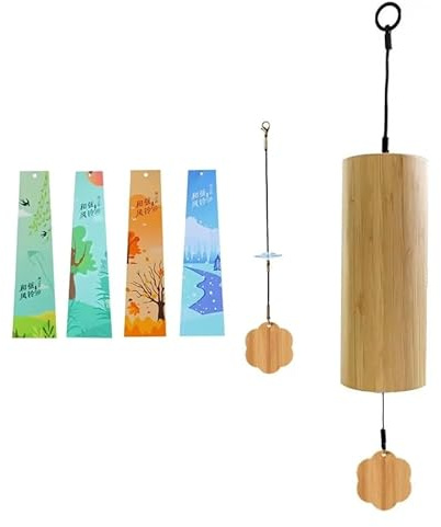 Windspiel mit 8 Tönen und 4 Akkorden, heilende Harmonie, beruhigender Heilungs- und Meditations-Sound, Bambus-Windspiel für Schlafzimmer, Balkon, Garten, Terrasse, Heimdekoration (Dm Chord Herbst)