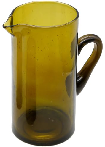 Wasserkaraffe Glaskaraffe 1 liter - Wasser Karaffe Glas/Saftkaraffe Mit Henkel Braun