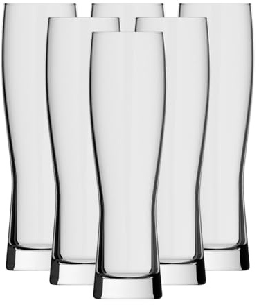 Rastal Monaco Slim Lot de 6 verres à bière de blé 0,5 l – Verre à bière blanche fin 0,5 l (non calibré) – Robuste et passe au lave-vaisselle – Verres à bière pour la restauration et la maison