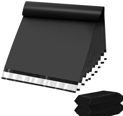 Caiyloxn Versandtüten 25 Stück 35x47cm Versandtaschen Kleidung Schwarz Versandbeutel Verpackungsbeutel Plastik mit Selbstklebeverschluss