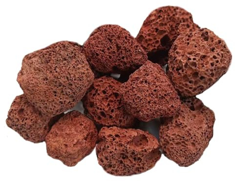 Kathson 10 Pack Aquarium Red Lava Rock Fish Tank Volcanic Pumice Stones for Shrimp Betta(1.18''-1.96'')