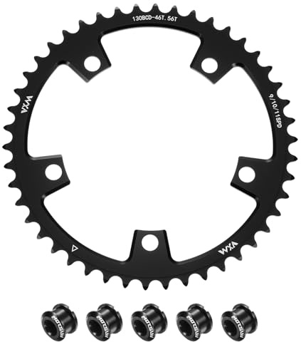 QUARKZMAN 130BCD Fahrrad Kettenblatt Set 46T Rund Schmal Breit Einzelnes Aluminium Kettenblatt Kettenrad Mit Doppel Rund 5 Bolzen Für Rennrad Fahrrad 9/10/11 Gang Ketten