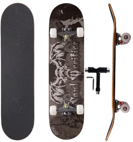 Professional Double Kick Skateboard,31in Maple Deck, ABEC-11 Bearings, 97A PU Wheels
